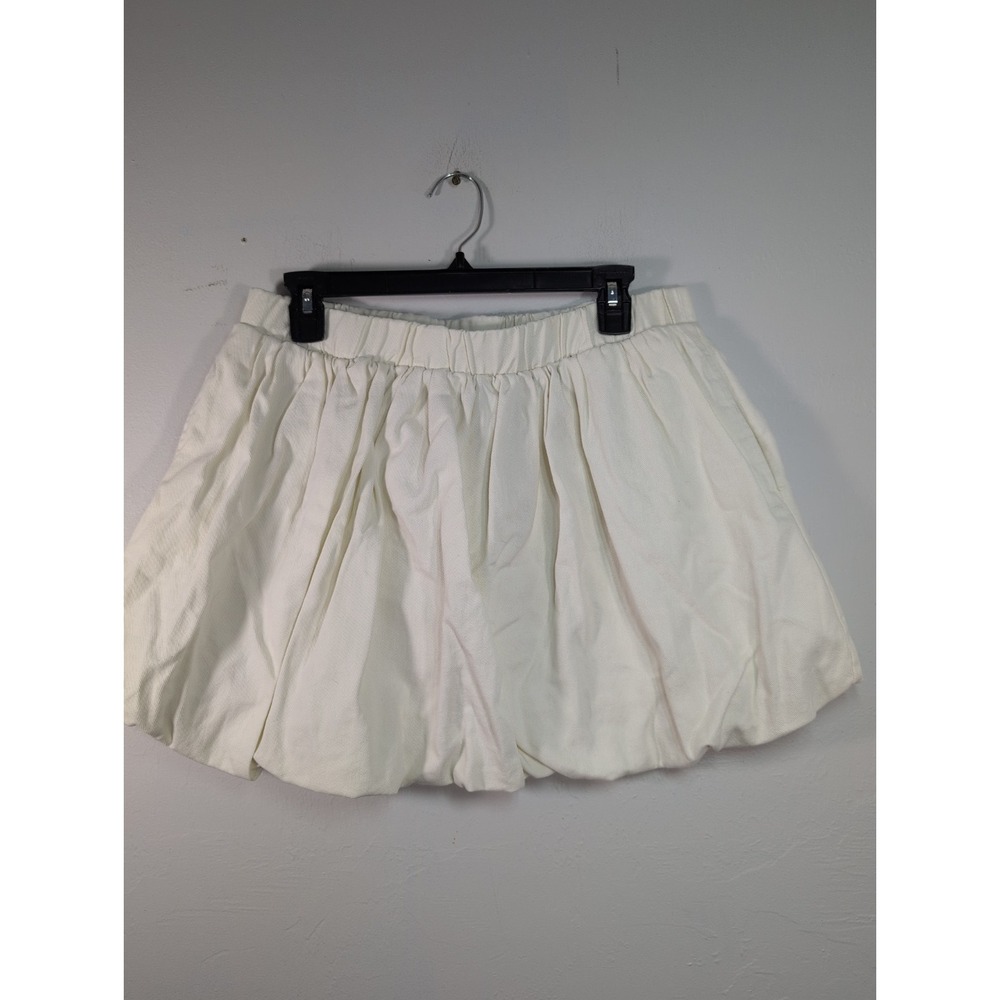 Women Bubble Mini Skirt Summer Balloon Skirt Puffy Cream Large